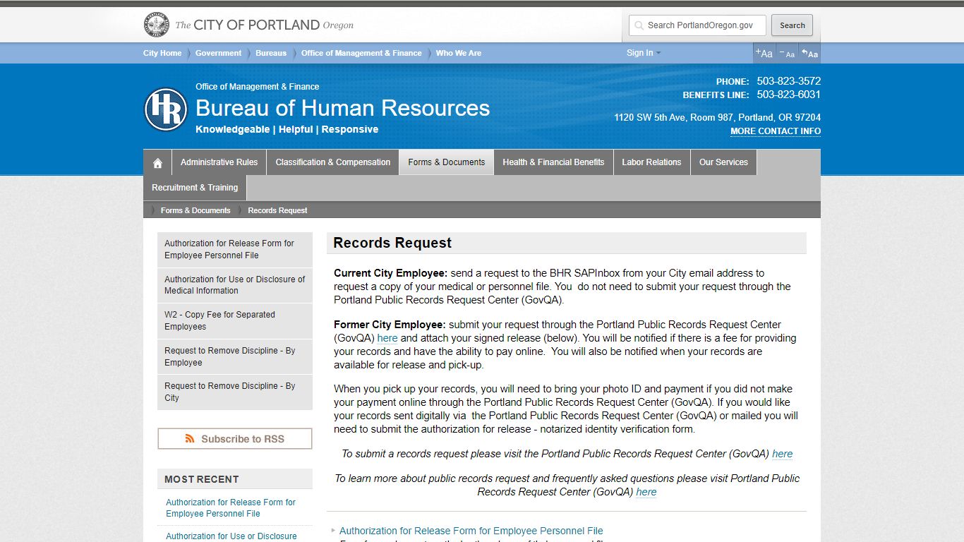 Records Request | The City of Portland, Oregon